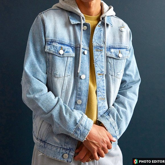 PacSun Hooded Classic Fit Denim Trucker Jacket - Picture 1 of 7